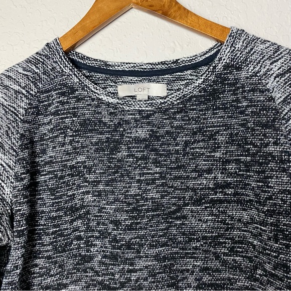 LOFT Marled Knit Pullover Sweater Top Gray black - Picture 2 of 5